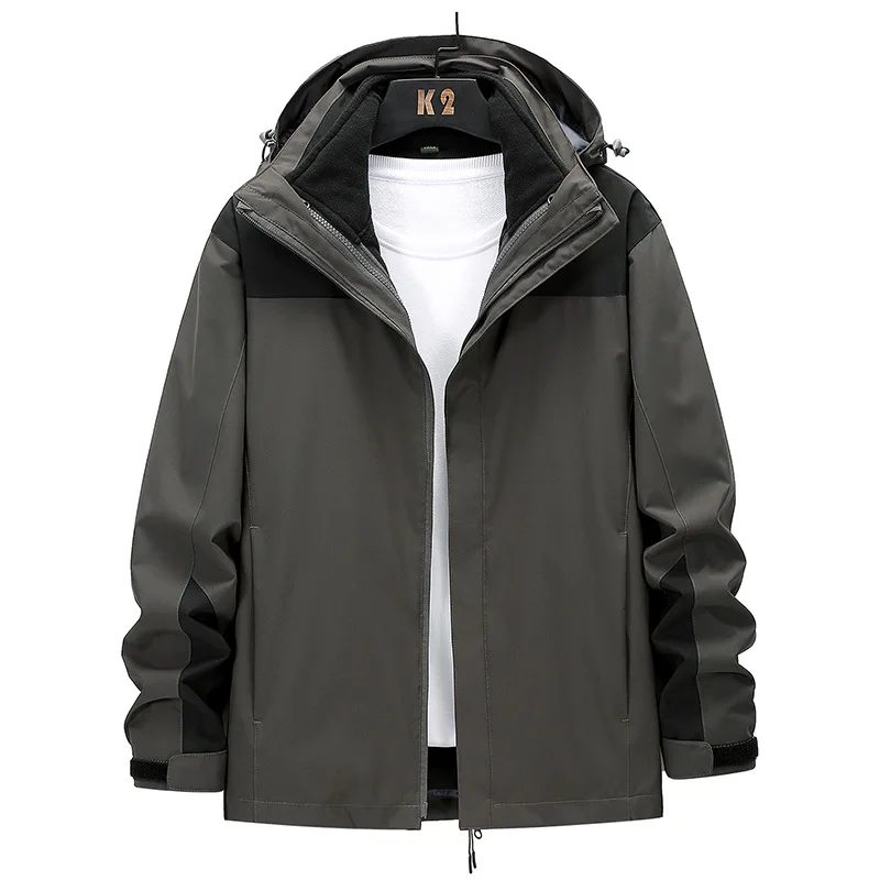 

Spot wholesale outdoor jacket men women fleece thickened three-in-one windproof waterproof two-piece mountaineering