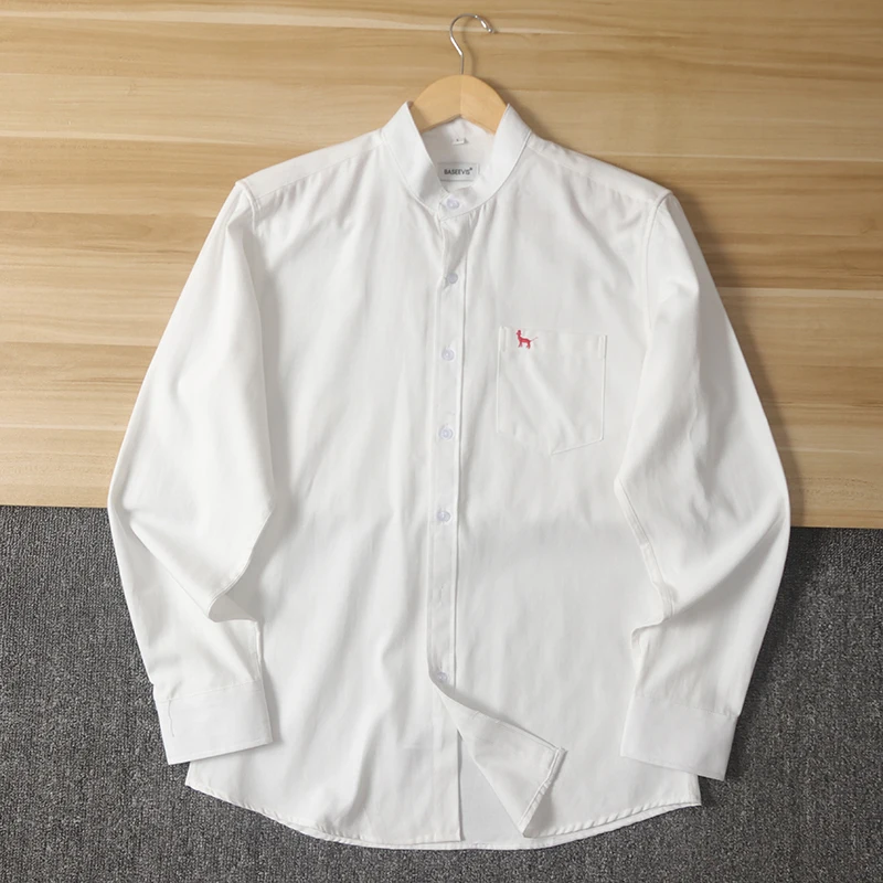 High Densi из чистого хлопка, ткань быка, длинный све, мужской утюг, весенне-осенний воротник-стойка, цвет, универсальный, моющийся