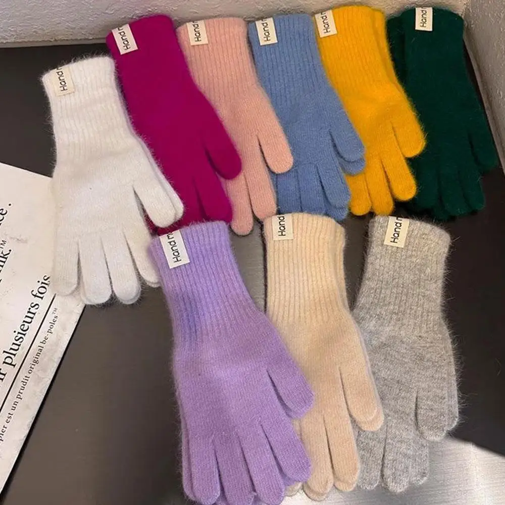 Winter Women Wool Gloves Knitted Full Finger Extended Long Gloves Wool Touchscreen Mittens Thick Warm Cycling Anti Cold Gloves