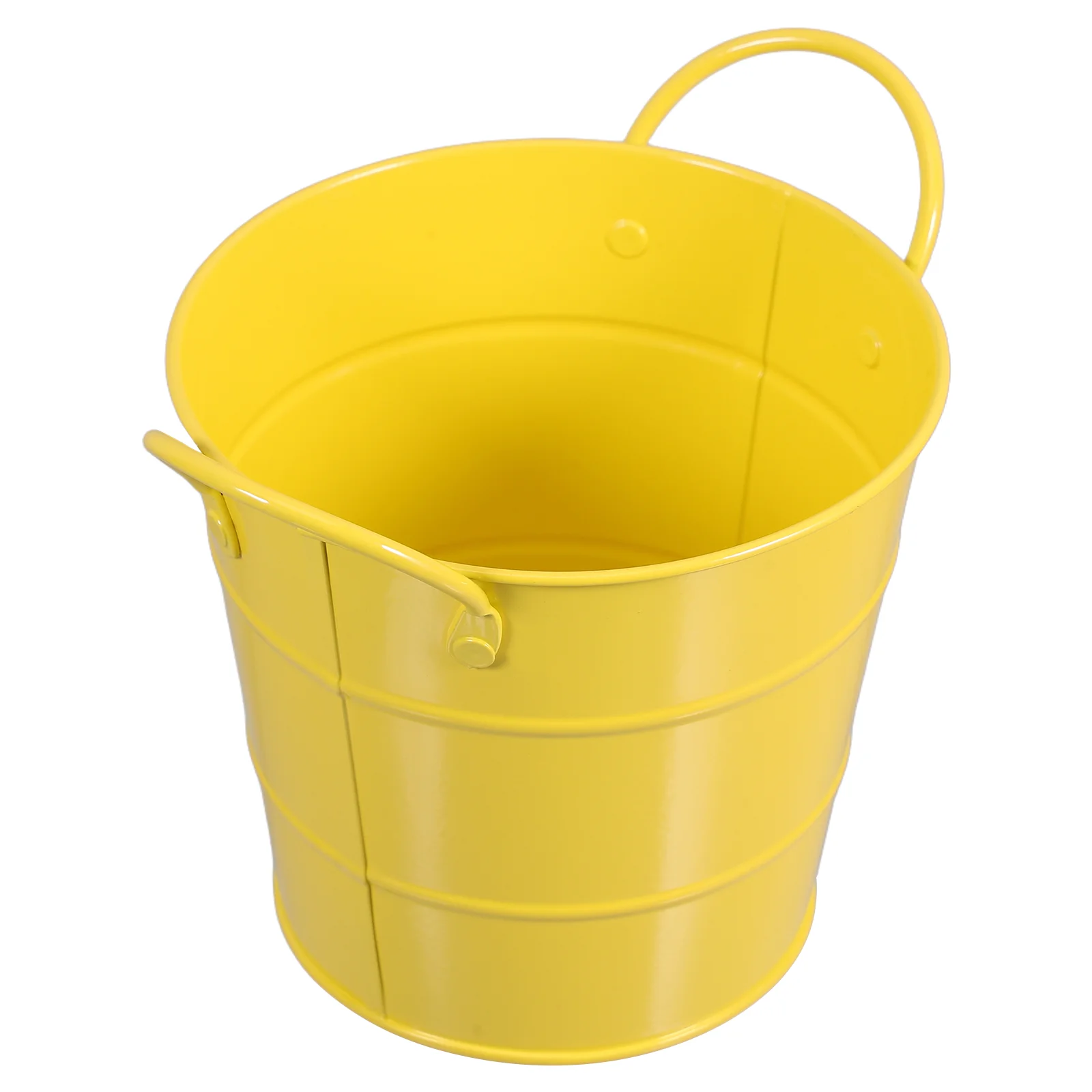 Mini Desktop Trash Can Iron Storage Bucket Office Bin Yellow Small Pencil Holder Multifunctional Narrow Rubbish