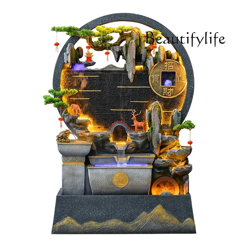 

LX49Rockery water curtain wall making money ornament circulating water feature living room fountain landscaping partition screen