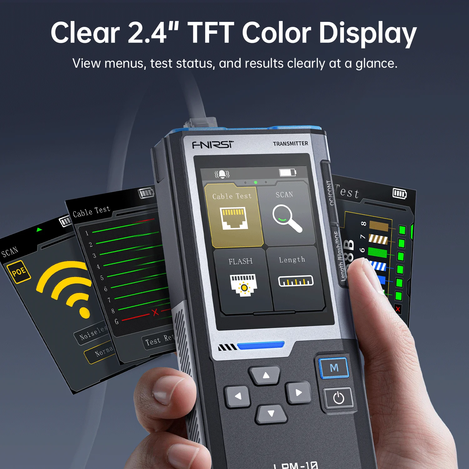 FNIRSI LPM-10C Network Cable Tester Cable Tracer PING IP Scanner Gigabit PoE RJ45 RJ11 Length Test for Network Repair Tools - view 3
