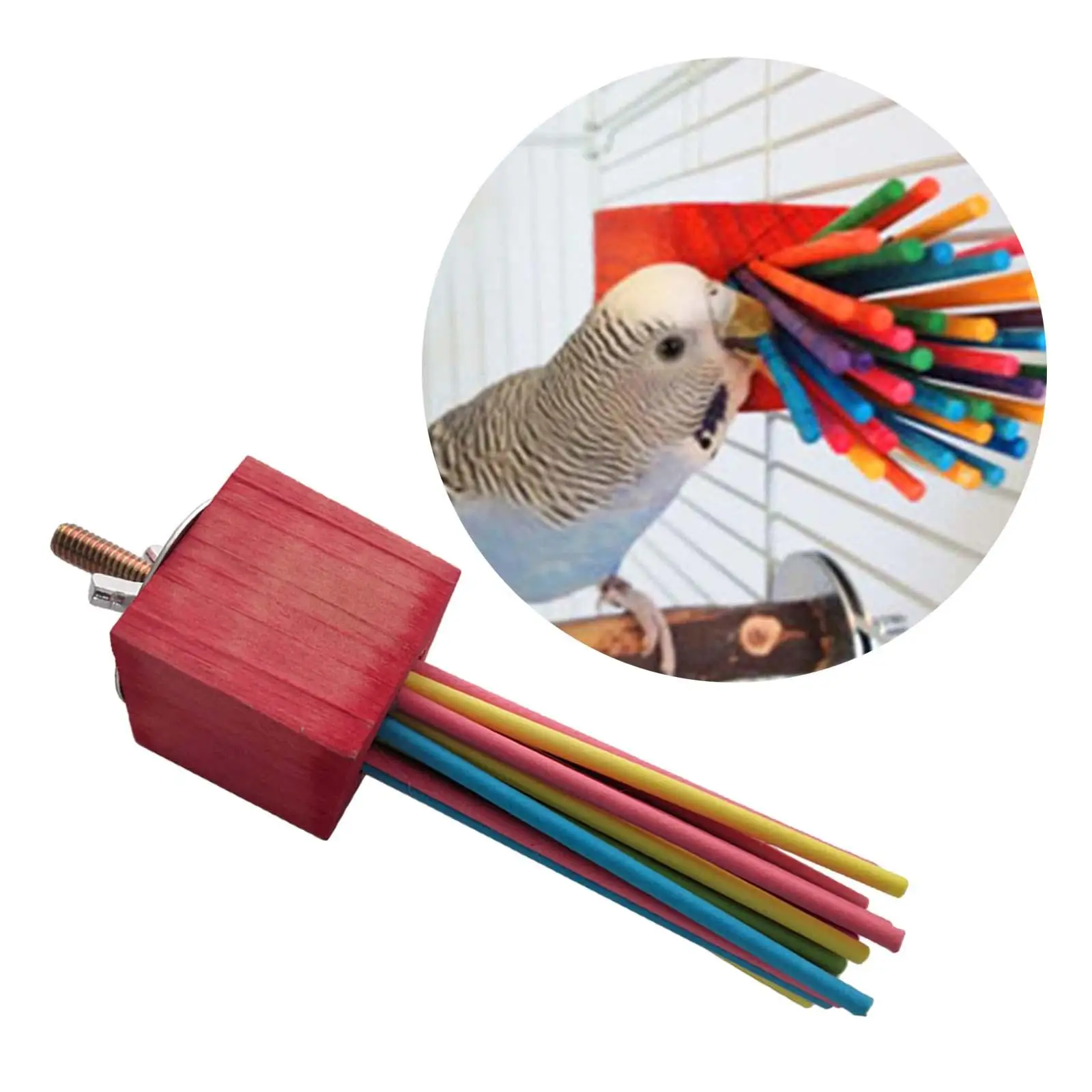 Chewable Paper Birds Toy Parrot Chew Toy Bird Cage Accessories with Colorful Sticks for Cockatiel Budgerigar