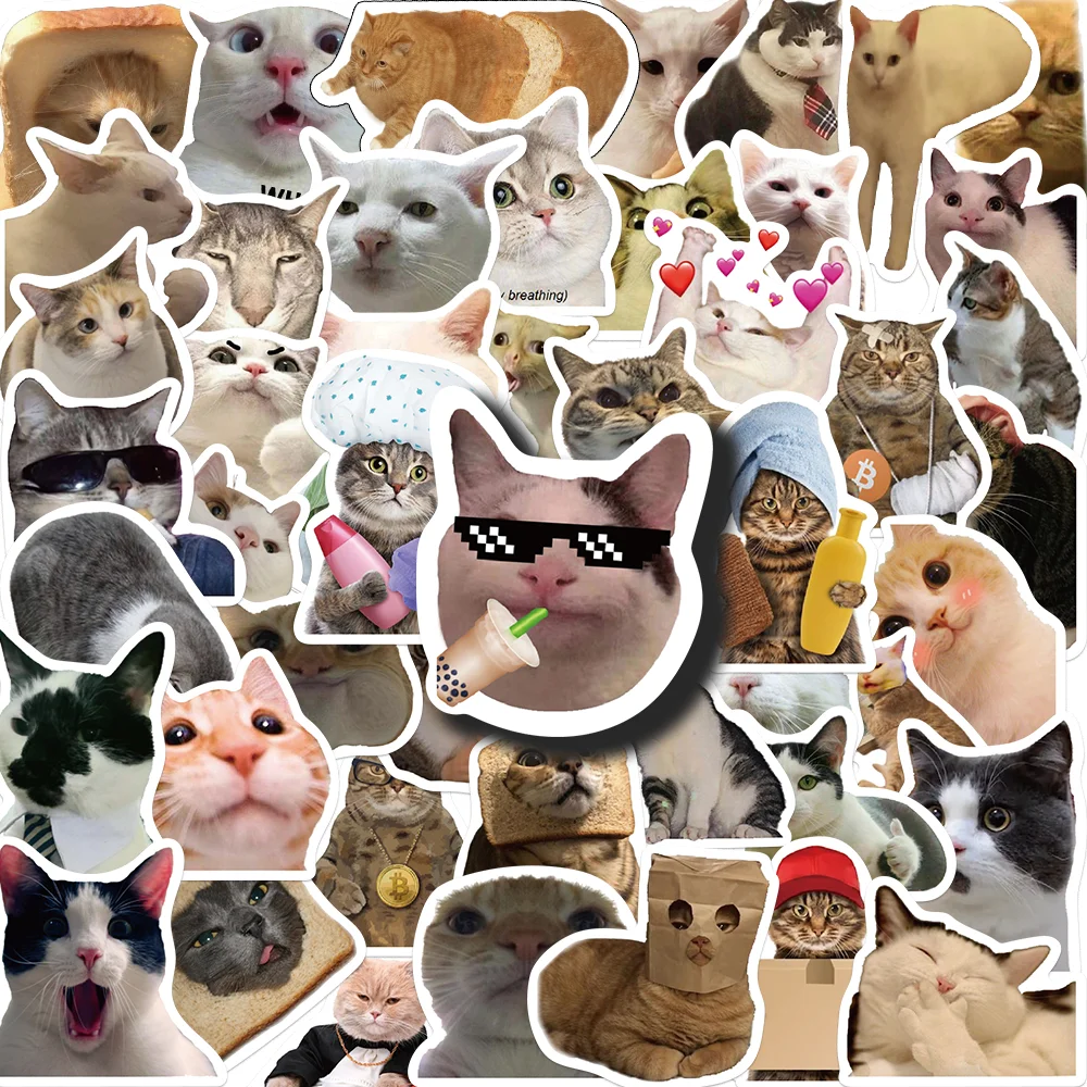 

50PCS Cartoon Kawaii Cat Vinyl Waterproof Funny Stickers Decals for Water Bottle Laptop Skateboard Scrapbook Luggage Kids Toy