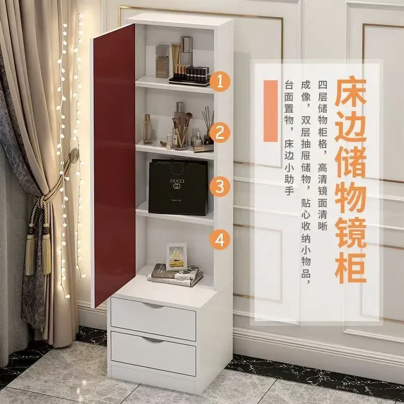 for Household Floor to Ceiling Mirror with Cabinet Dressing Full Body Mirror Bedside Table Integrated Mirror Bedroom Living