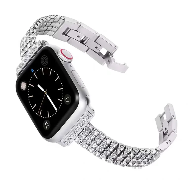 Luxury Diamond strap correa for apple watch band series 7 6 SE 5 4 42mm 38mm Bracelet Steel loop for iWatch 40mm 44mm 41mm 45mm