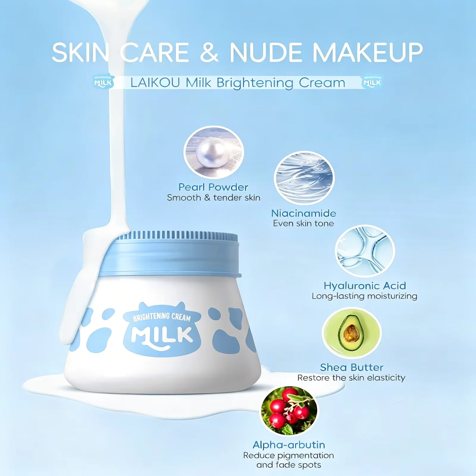 Laikou Milk Suyan Cream Whitening Moisturizing Moisturizing Nourishing Firming Hydrating Cream Facial Gentle & Nourishing Skin - Image 4