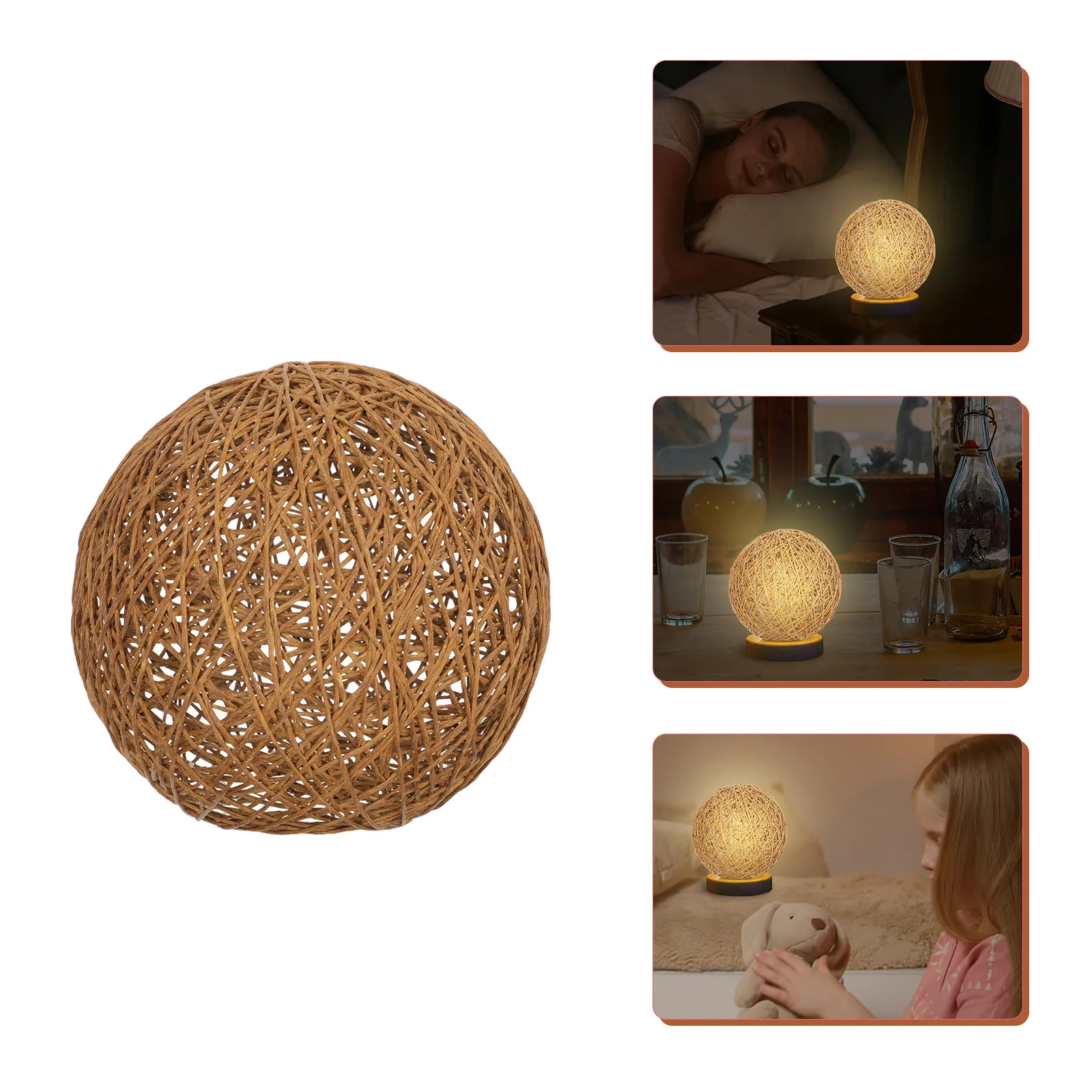 

Rattan Woven Ball Shape Lampshade Ceiling Light Cover Dust Proof Lamp Protector for Living Room Bedroom Study Room