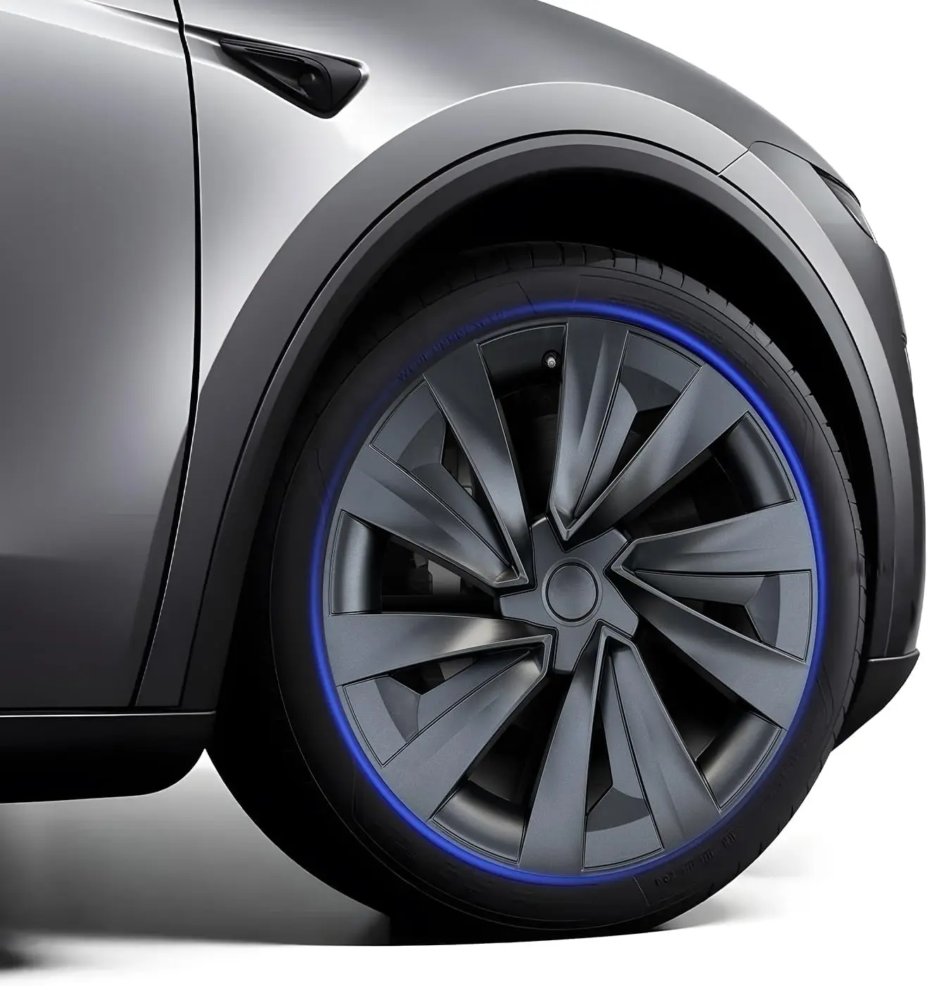 

19" Helix Style Wheel Covers for Tesla Model Y Juniper 2025-2026, 4 Pack Stealth Grey, Crossflow Hubcaps