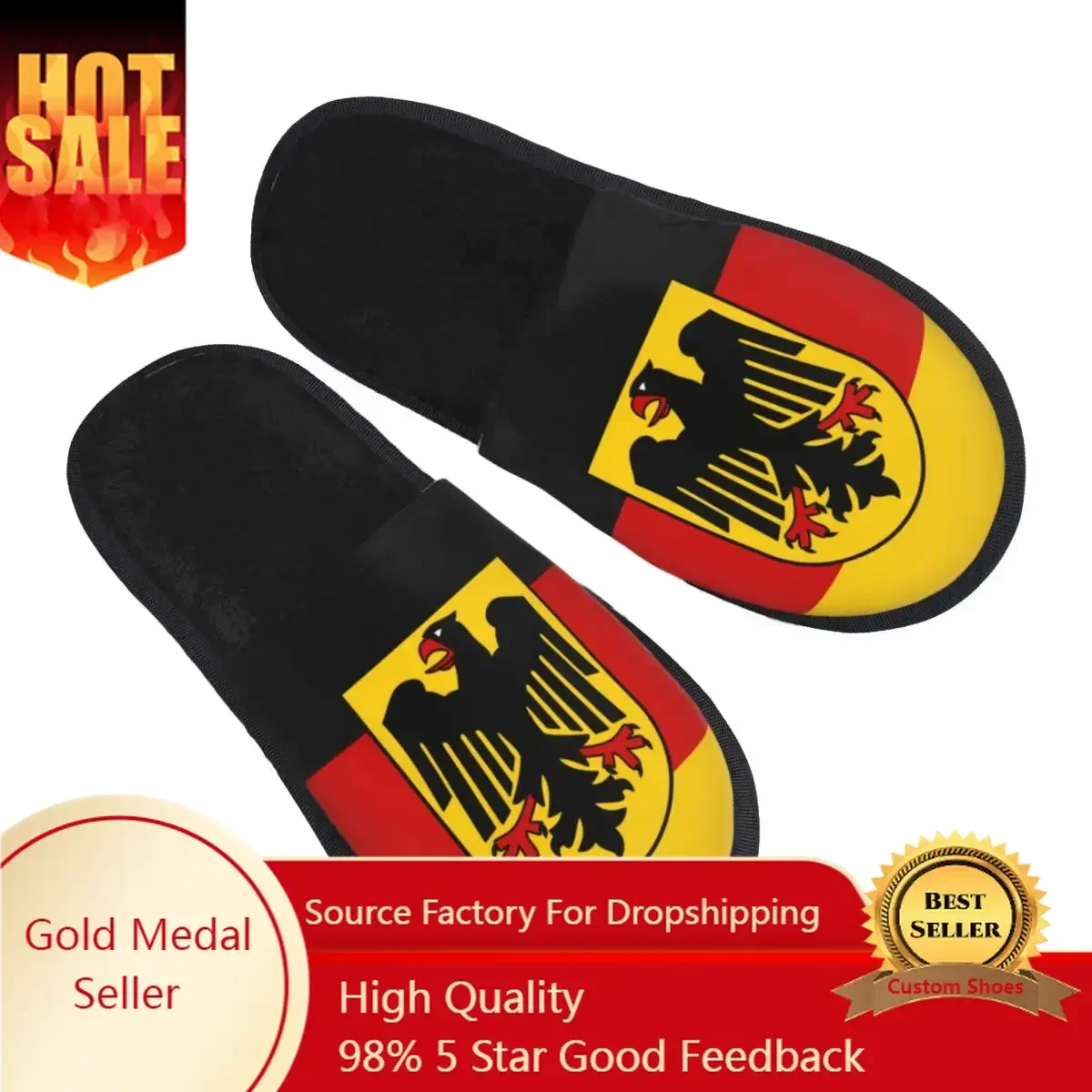 Custom Print Women Germany Flag House Slippers Soft Warm German Patriotic Memory Foam Fluffy Slipper Indoor Outdoor Shoes