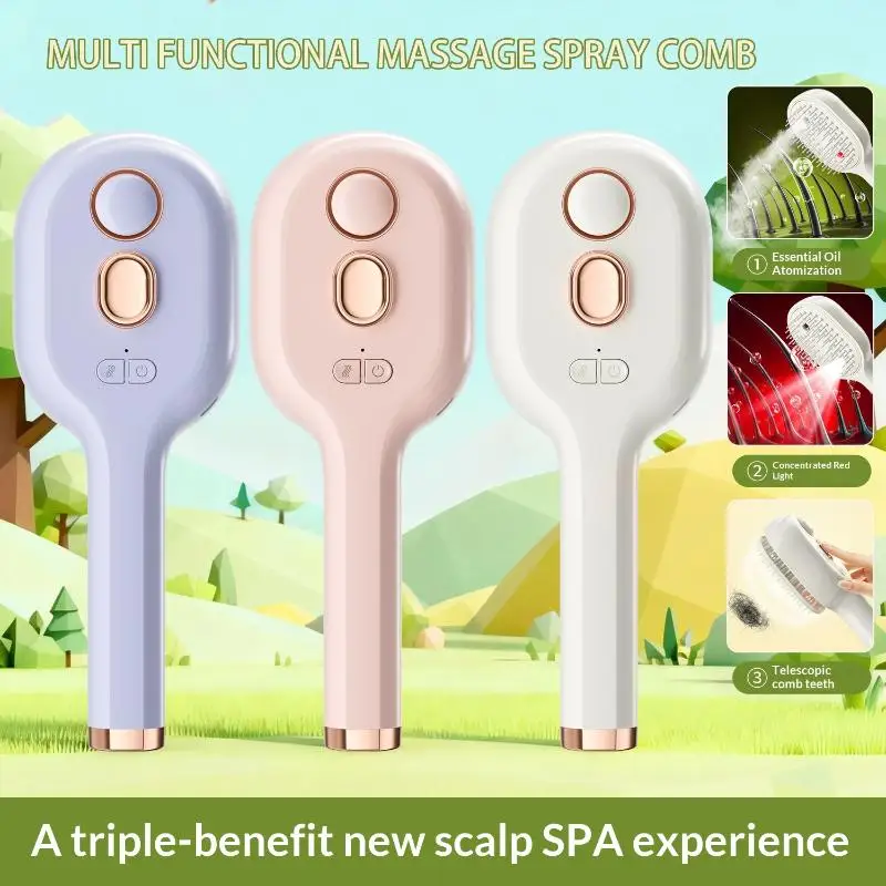 【A】Electric Steam Brush with Water Spray Wet Electrics Hairbrush USB-C Charging for Detangling Smoothing Styling & Frizz Control