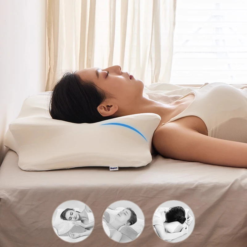‌Ergonomic Cervical Pillow, Butterfly Contour Neck Support, Breathable Side Sleeper Pillow ,Skin Friendly Modern Bed Pillow