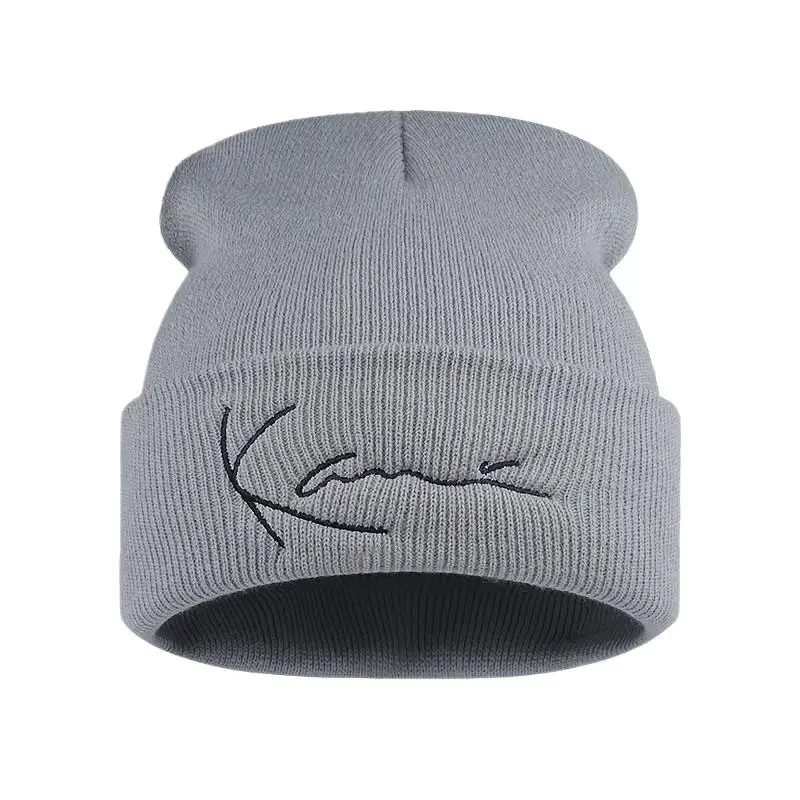 قبعة كارل كاني الرجعية المطرزة محبوك للرجال والنساء الشتاء الدفء مقنعين محبوك قبعة #5
