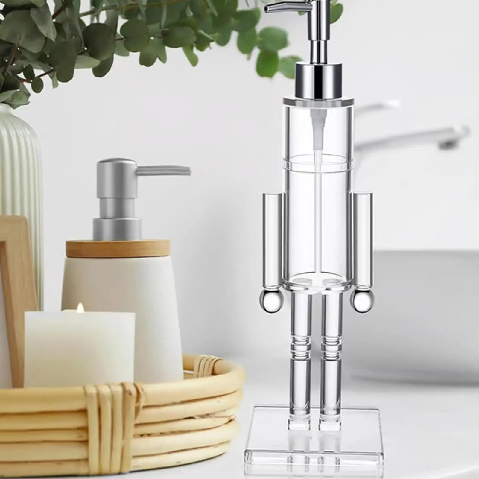 Nutcracker-shaped Hand Sanitizer Bottle Refillable Liquid dish Soap Dispenser Transparent Holiday Hand Sanitizer Lotion Pump