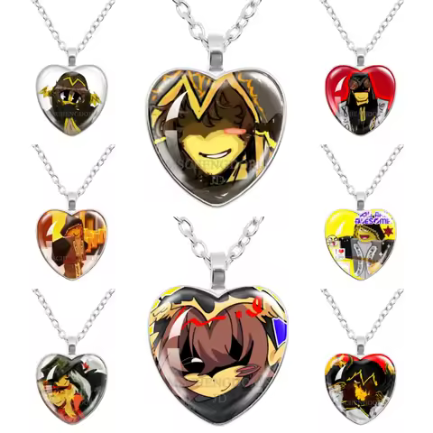 Game FORSAKEN Cartoon Characters Telamon Funny MeMe Glass Heart Shape Pendant Necklace Jewelry Charm Collect Giftlry