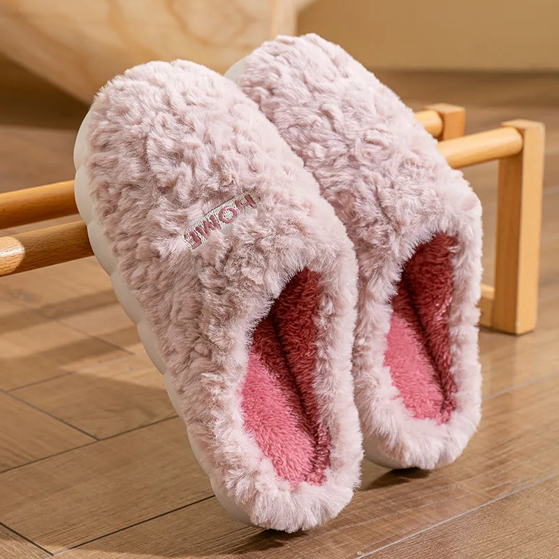 شباشب شتوية نسائية - أحذية منزلية مبطنة بالصوف القطيفة، شباشب قطنية دافئة للاستخدام الداخلي/الخارجي مع نعل غير قابل للانزلاق بالجملة