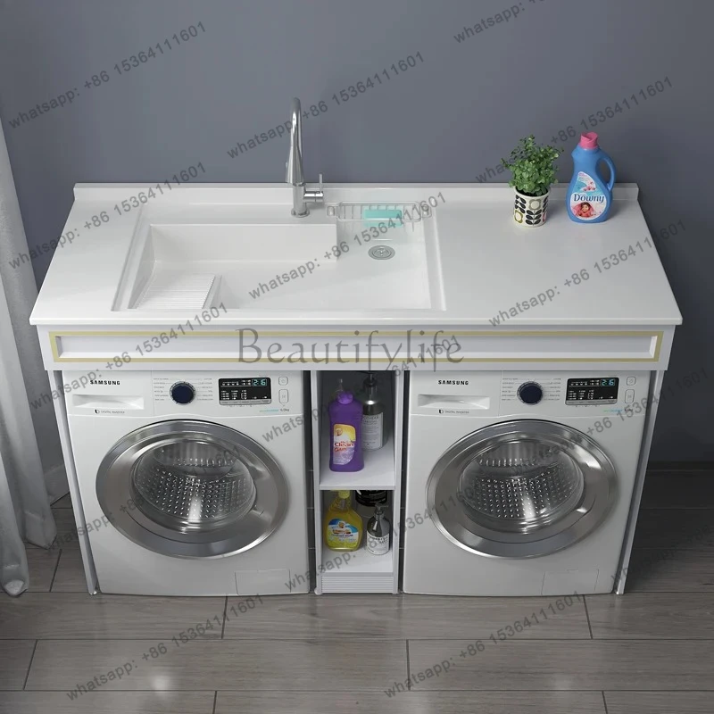 laundry cabinet combination corner cutting double machine integrated cabinet dryer significant other laundry table