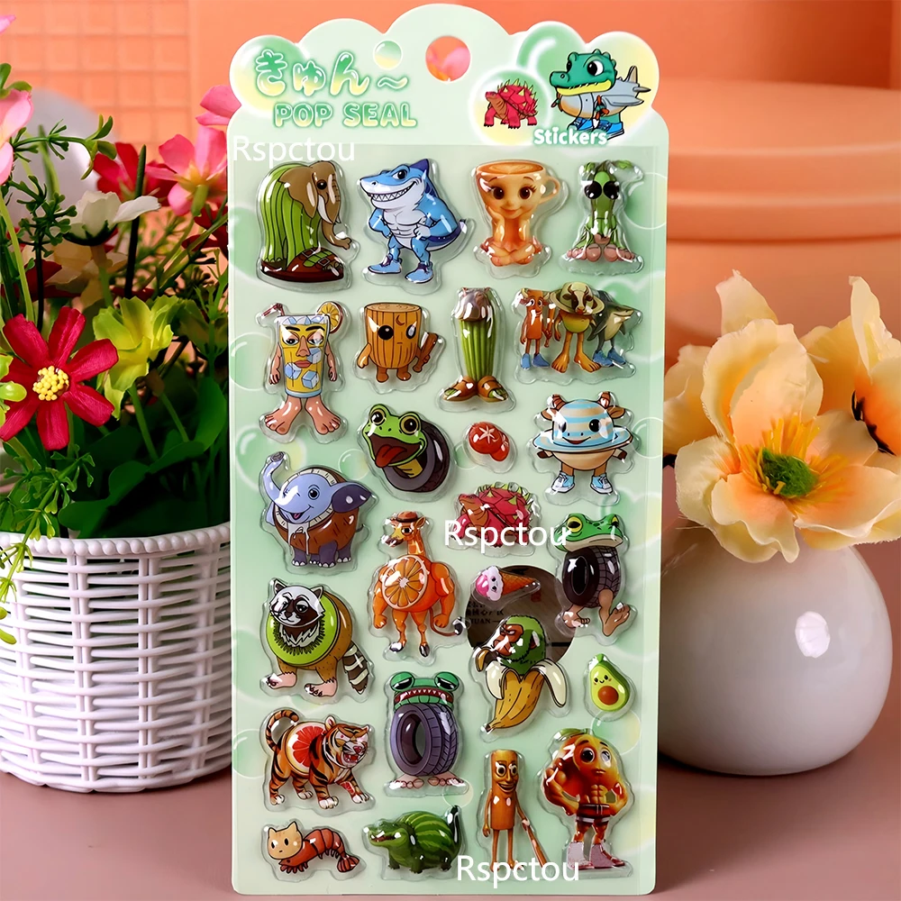 Italienische Brainrot 3D Relief Aufkleber Tung Tung Sahur Lustige Tier Blase Aufkleber Laptop Telefon Fahrrad Cartoon Dekoration Aufkleber