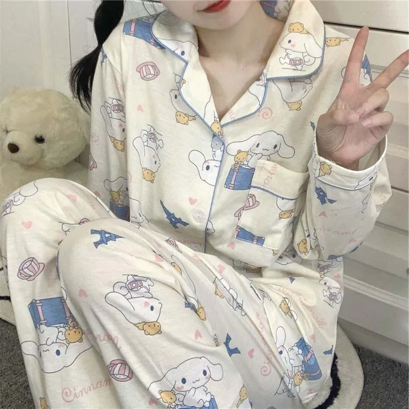 Miniso мультфильм Kuromi Cinnamoroll понравико Милая Удобная Пижама осень зима брюки с длинным рукавом костюм студенческие подарки