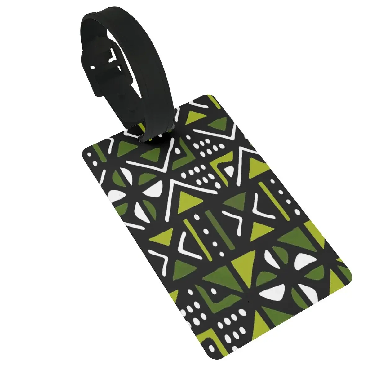 

Lime Green Mudcloth African Tribal Print Luggage Tags Suitcase Accessories Travel Baggage Boarding Tag Portable Label Holder