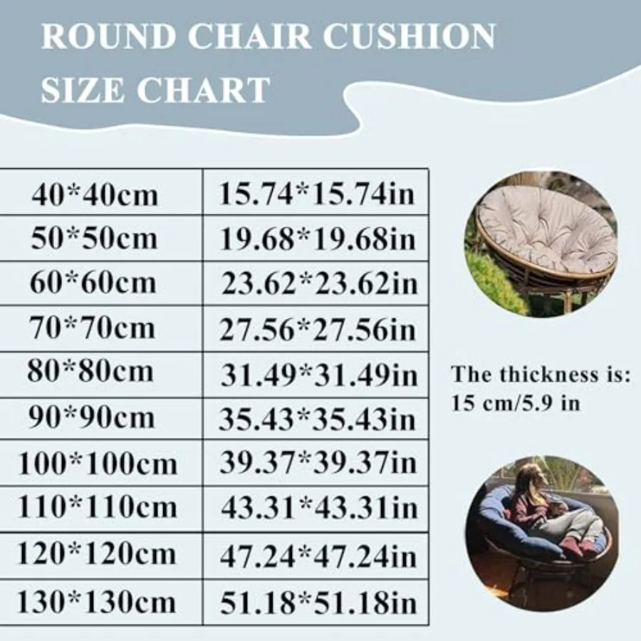 Papasan Round Chair Cushion, Thickened Soft Egg Chair Cushions Replacement, Hanging Swing Seat Pads for Outdoor Indoor Garden P