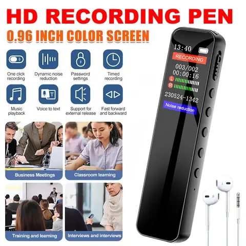휴대용 디지털 보이스 레코더 전문 딕 터폰 MP3 플레이어 소음 감소 회의용 음성 활성화 오디오 녹음