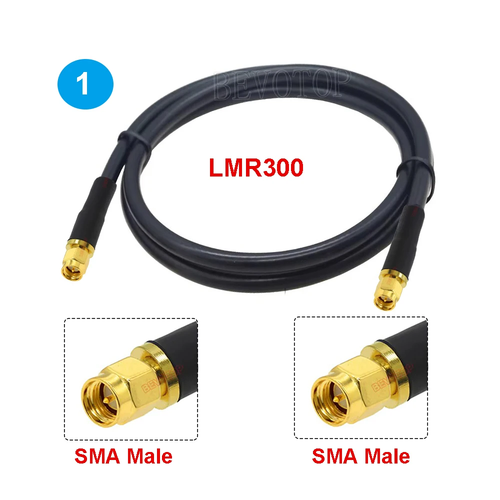 1PCS LMR300 Cable RP SMA/SMA to SMA Male & Female LMR300 50-5 Pigtail Low Loss Coaxial Cable Extension 10CM~30CM