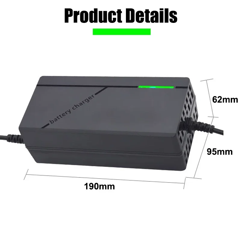 36V 48V 60V 72V Lithium Battery Charger 2A 3A 5A 10S 13S 16S 20S Fast Car Charger 42V 54.6V 67.2V 84V Smart Charging EU Plug