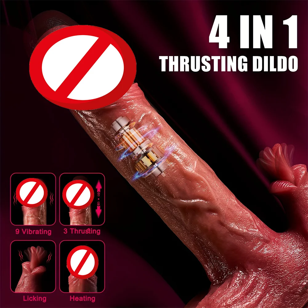 Thrusting Dildo Vibrator Licking Vibration Heated Silicone Dildo Anal Vibration Suction Cup Masturbation Dick Sexmachine Sex Toy image 2