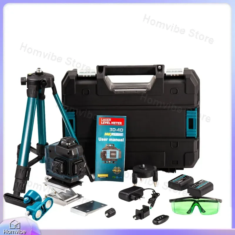 16-Line Green Laser Level Set for Construction and DIY Projects 0-25m Range Self-Leveling Cross Line Tool with Plumb Points