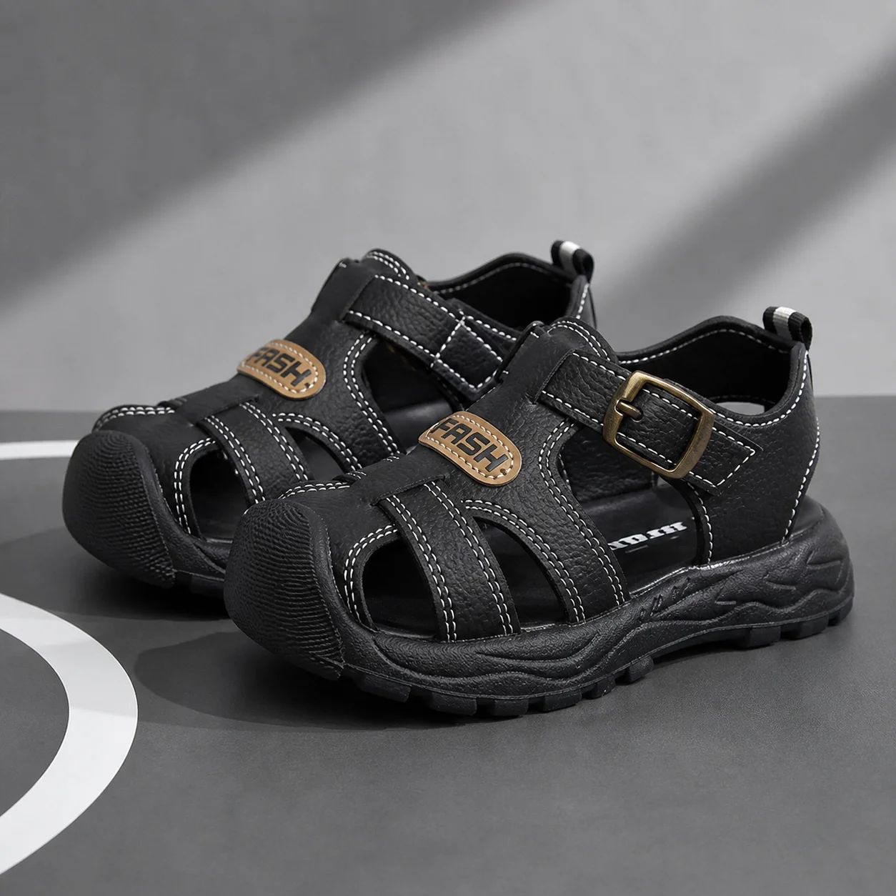 

Summer Sport Sandals For Children PU Leather Hollow Out Breathable Boy's Running Sandals Ergonomics Anti-slippery Kid's Sneakers