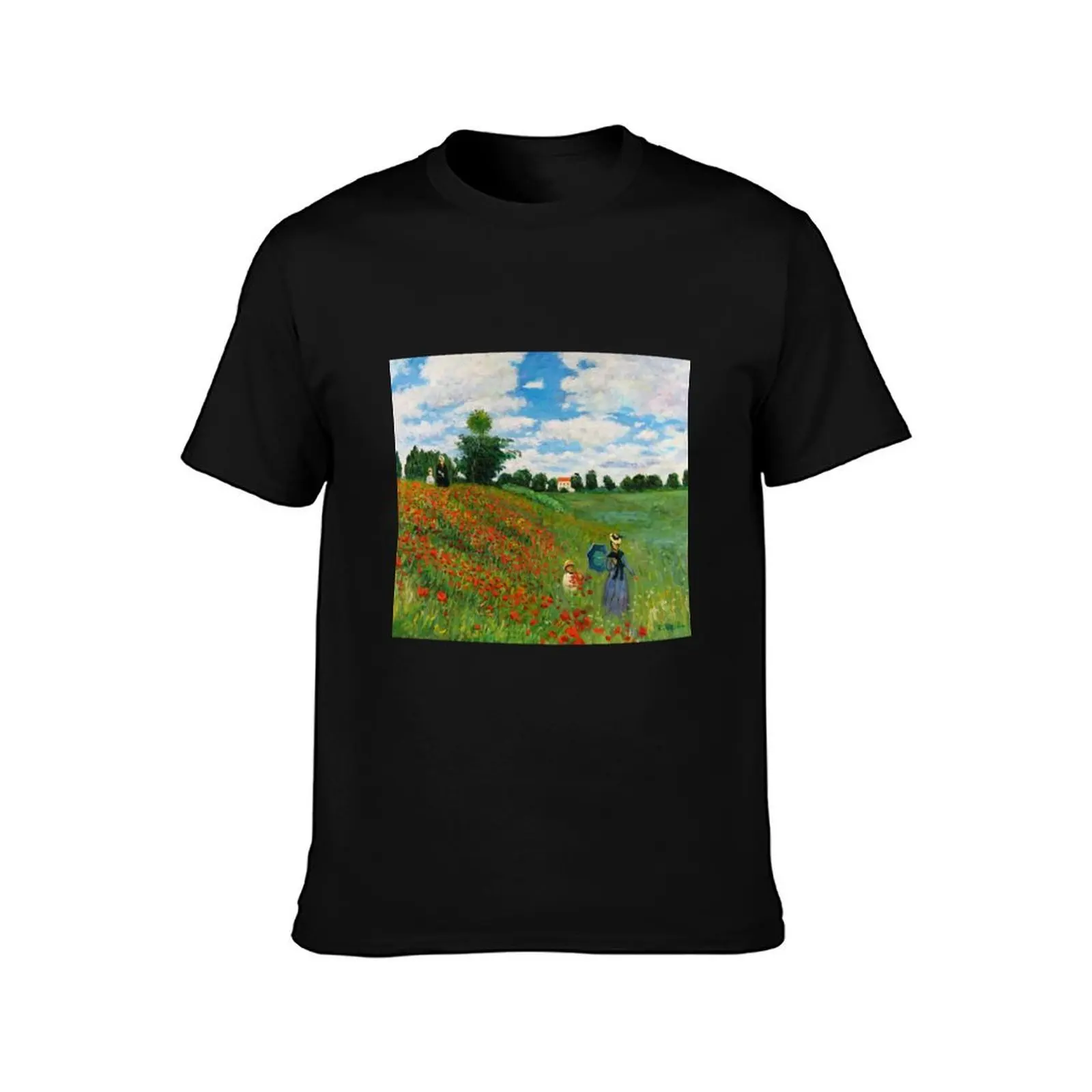 Landscape by Monet T-Shirt Minimalist Plain Crew Neck T-Shirt