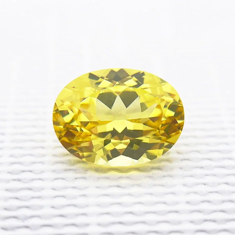 Hochwertiger Labor-Saphir im Ovalschliff, gelbe Farbe, Charm-Edelstein für fortgeschrittene Schmuckherstellung, Einlage, wählbares Zertifikat – Detail 3