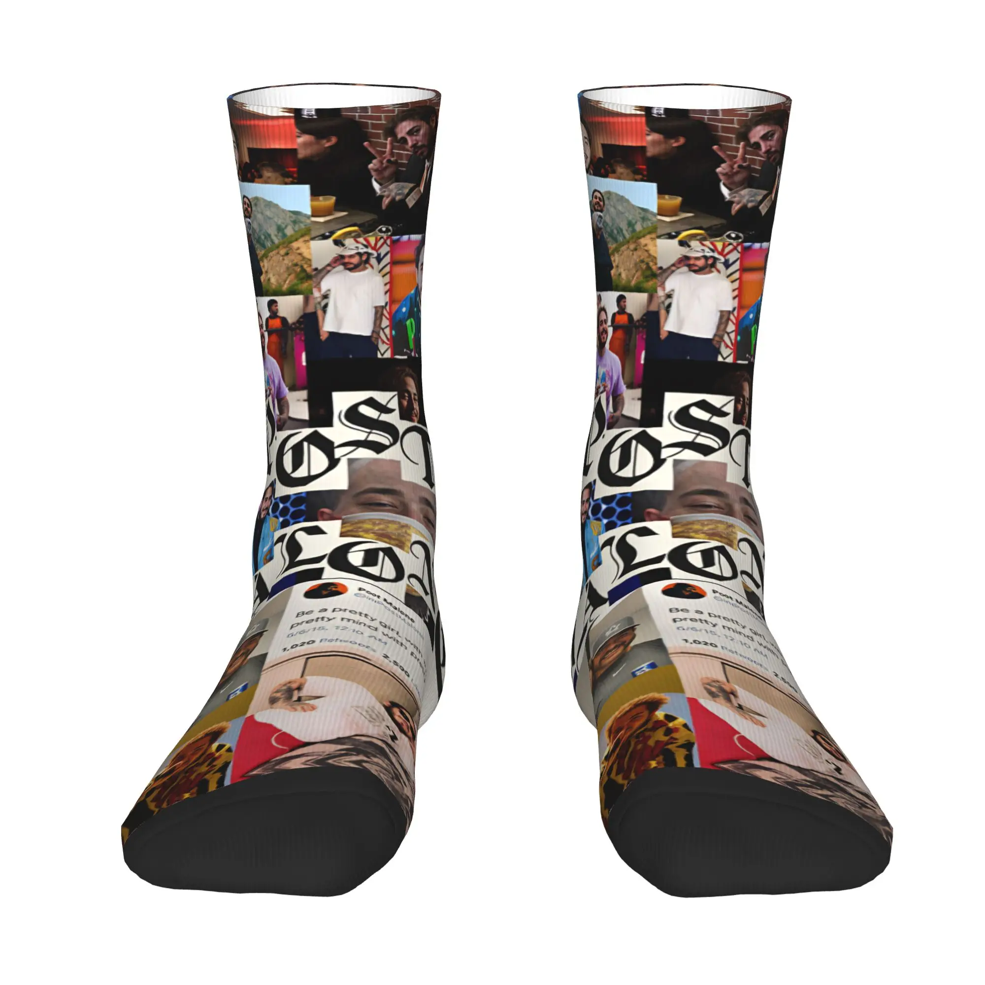 Funny P-Posts Popular Rapper M-Malones Socks Men Women Warm 3D Print  Basketball Sports Socks