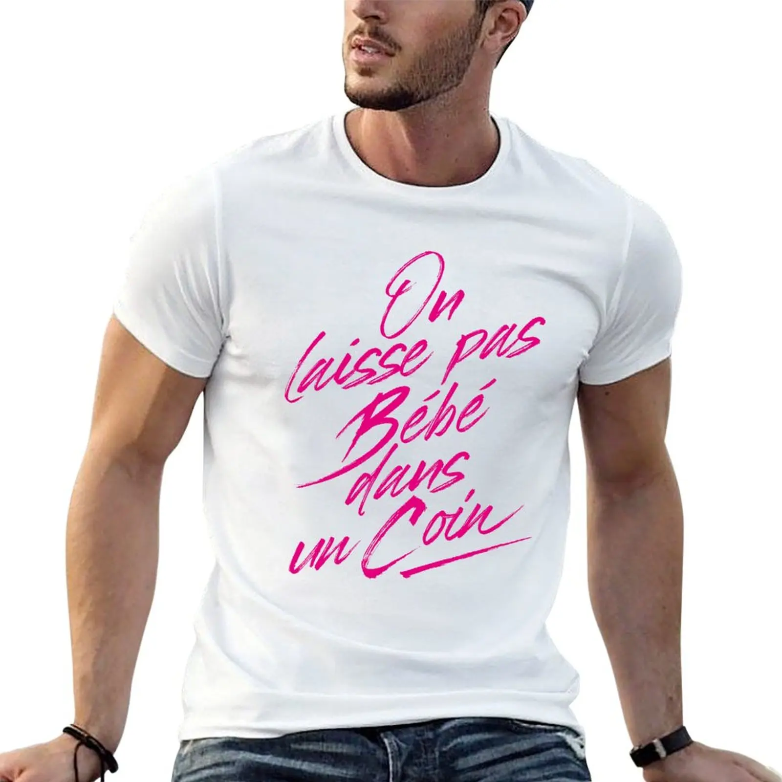 in a white corner T-Shirt Large Size Casual Tee Shirt