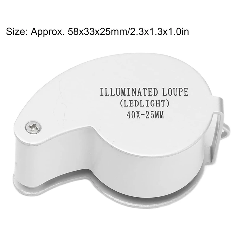 40X Illuminated Jewelers Loupe Magnifier, Portable Foldable Pocket Jewelry Magnifying Glasses For Checking Diamond, Gems