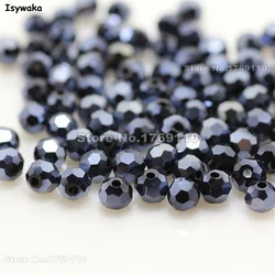 Isywaka Sale Ink Blue Color 100pcs 4mm Round Austria Crystal Bead Ball Glass Bead Loose Spacer Bead for DIY Jewelry Making