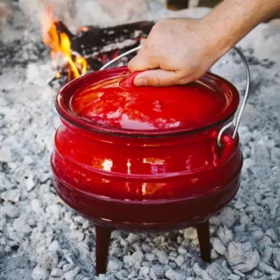 Brand New Stocked Enamel Cast Iron Potjie Pot for Outdoor Camping & Home Cooking 7.8Liter Three Legs Cauldron Kettle Dutch Oven