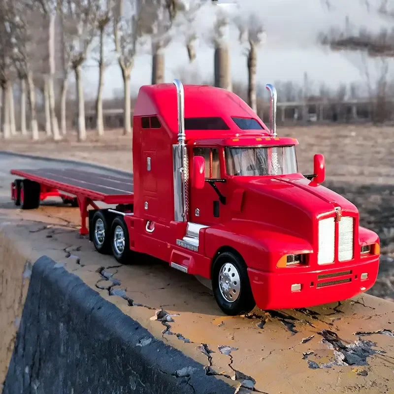 for 1:24 Diecast Alloy Semi Trailer Model Flatbed Tractor Simulation Static Display Collectible Toy Gift for Boys
