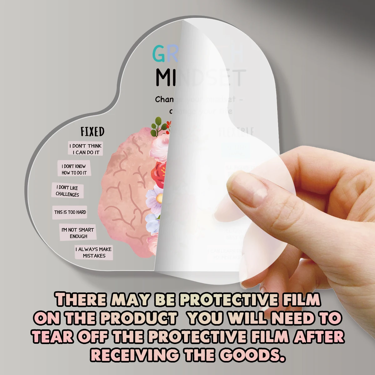 1 قطعة ديكور العقل النمو ، العلاج بالصحة العقلية مكتب غرفة الاكريليك علامة ، أقوال إيجابية هدايا ملهمة لطلاب المعلم