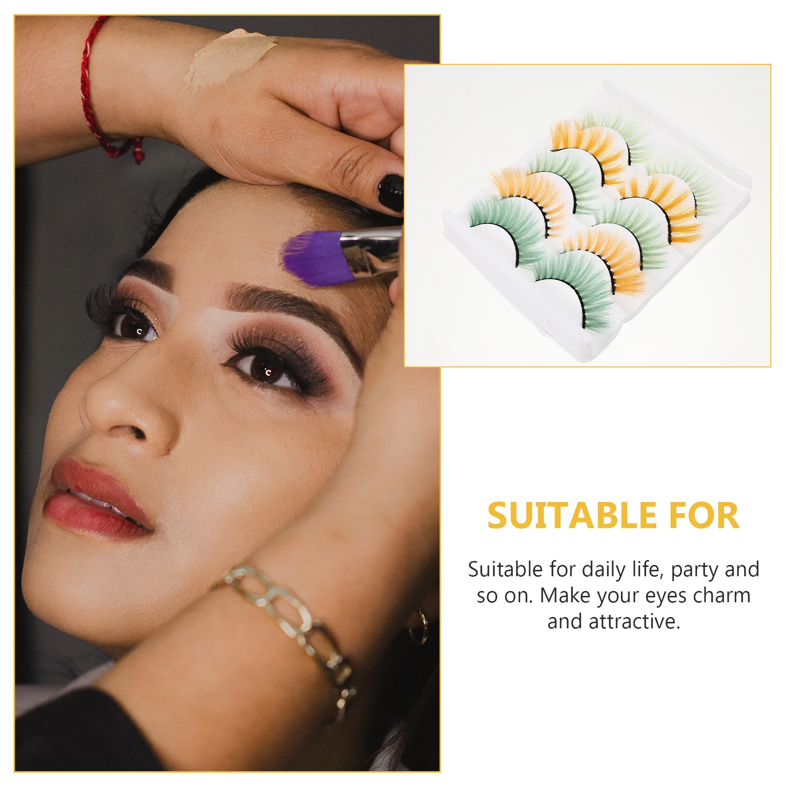 

Colorful False Eyelashes 3D Dense Vivid Makeup Lashes For Party Wedding Cosplay Halloween Eye Accessories