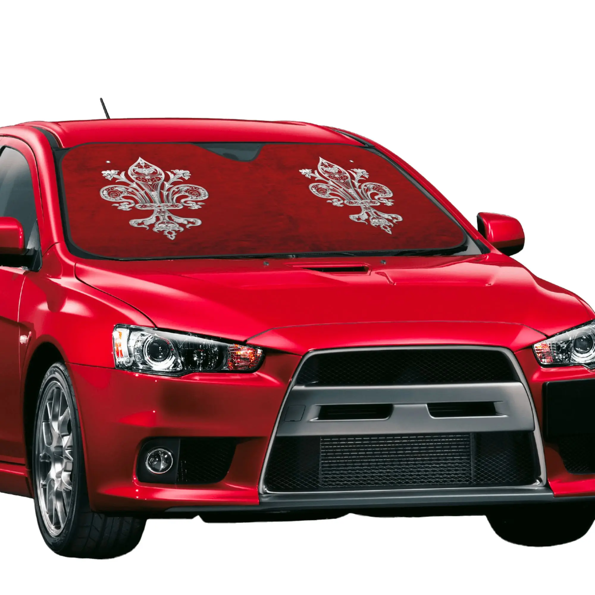 Silver Filigree Fleur De Lis Car Front Window Sun Shade Heat Insulation Cover Portable UV Protection Covers Car Solar Protection