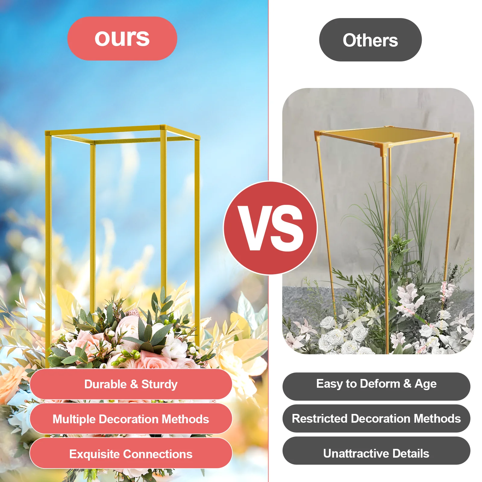 10 Stück Blumen ständer Pflanzen blumen Display 60cm hoch Gold abnehmbare Gold vasen Hochzeit Tisch dekoration