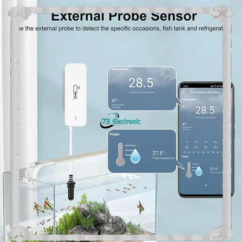 24-Hour Delivery Tuya Wifi Temperature Humidity Sensor With External Probe Wireless App Monitoring For Freezer Fish Tank For Fre