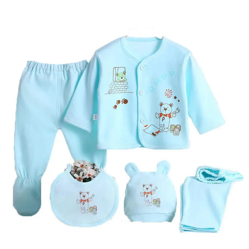 

Newborn Baby's Clothing Sets Baby's Clothes Set Boy Girl Child 0-3 Months 5 Pcs/Set pink yellow blue