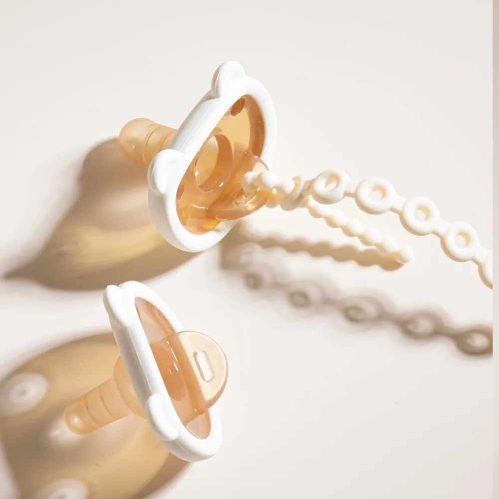 

2pcs/Set Silicone Newborn Pacifier Flat Round Mouth Prevent Flatulence Pacifier Storage Set Antimicrobial Safe Material