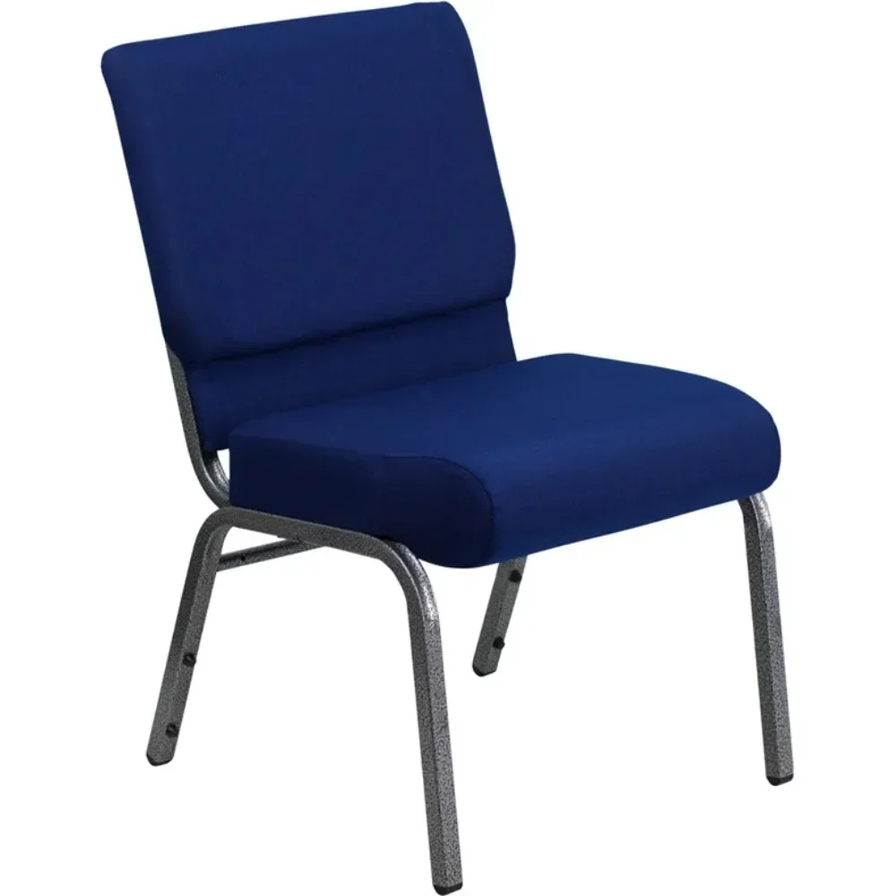 

# Hot Series 21''W Stacking Church Chair In Navy Blue Fabric - Silver,800 Lb. Weight Capacity,with Book Pouch And Ganging Bracke