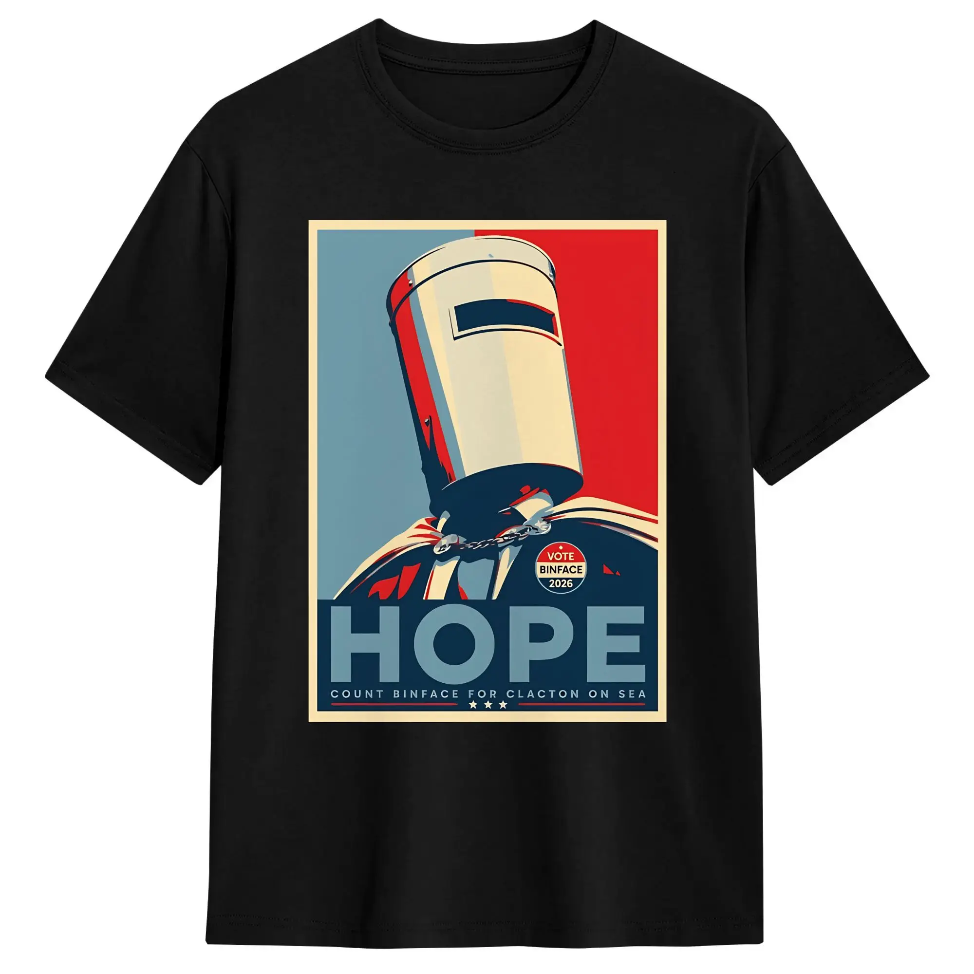 Count Binface HOPE Clacton Needs You Men T Shirt  Novelty Tees Short Sleeve Round Neck T-Shirts Pure Cotton Printed Clothes