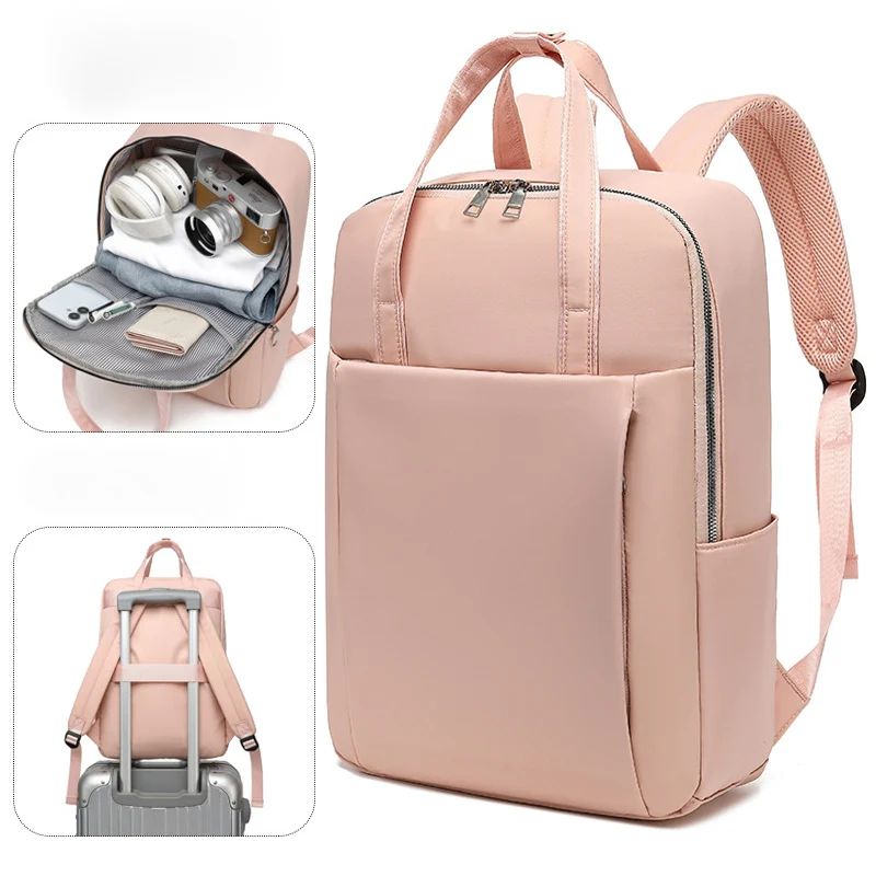 Water-Resistant Pastel Commuting Travel Bag Casual Daily Large Capacity Travel Backpack 16 Inch Laptop Bag with Luggage Strap