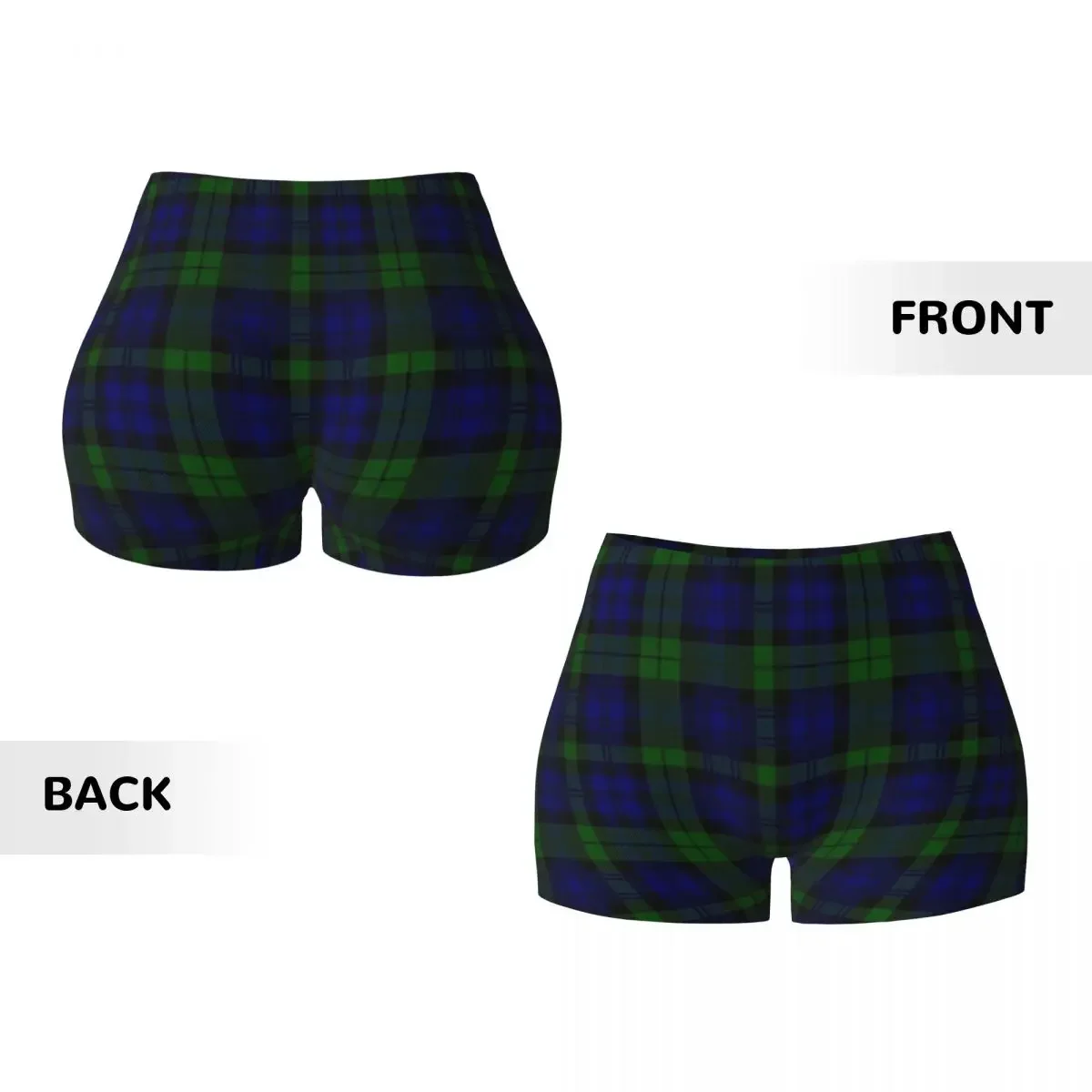 Custom Black Watch Blue Tartan Yoga Shorts Women Gym Workout Running Athletic Volleyball Biker Shorts